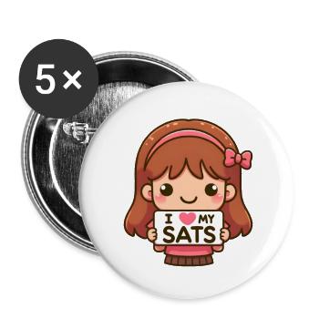 Adorable Girl Loves Her Bitcoin Satoshis - Buttons groß 56 mm (5er Pack) - Weiß - Vorne