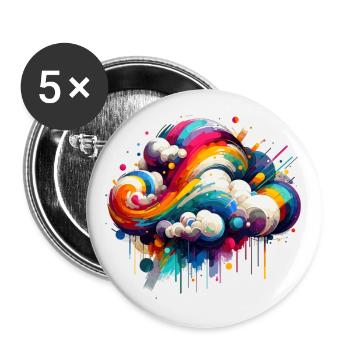 Nuage coloré coloré - Lot de 5 grands badges (56 mm) - blanc - Devant