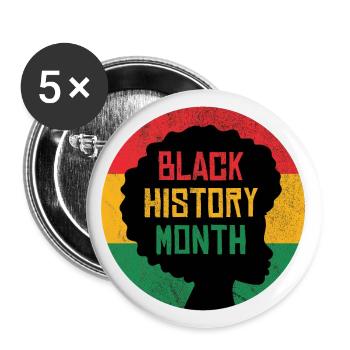 Black History Month - Buttons groß 56 mm (5er Pack) - Weiß - Vorne