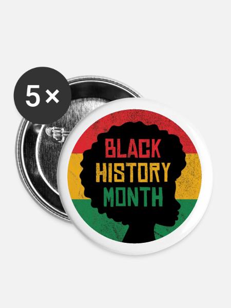 Black History Month - Buttons groß 56 mm (5er Pack) - Weiß