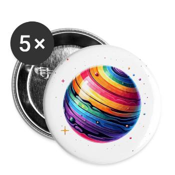 LGBTQ Planet - Buttons groß 56 mm (5er Pack) - Weiß - Vorne