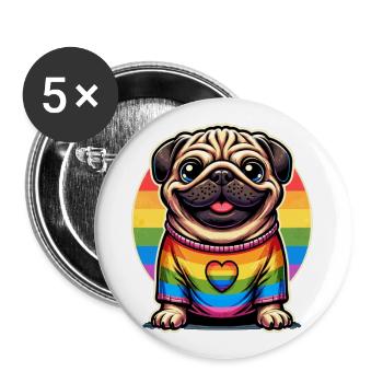 Carlin de diversité et d’amour - Lot de 5 grands badges (56 mm) - blanc - Devant