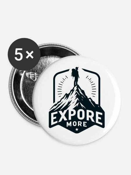 Explore more - Wanderer - Buttons groß 56 mm (5er Pack) - Weiß