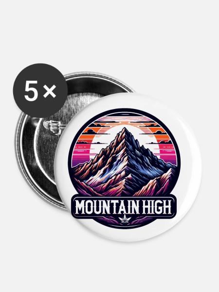 Mountain High - Berg Illustration - Buttons groß 56 mm (5er Pack) - Weiß