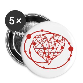Herzkreis - Buttons groß 56 mm (5er Pack) - Weiß - Vorne