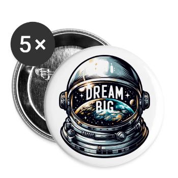 Dream Big - Astronaut Illustration - Buttons groß 56 mm (5er Pack) - Weiß - Vorne