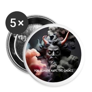 Mode & plus « Paradis contre Enfer » 👼😈 - Lot de 5 grands badges (56 mm) - blanc - Devant