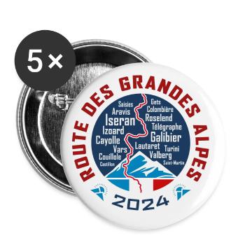 Route des Grandes Alpes V4 | weiß | 2024 - Buttons groß 56 mm (5er Pack) - Weiß - Vorne