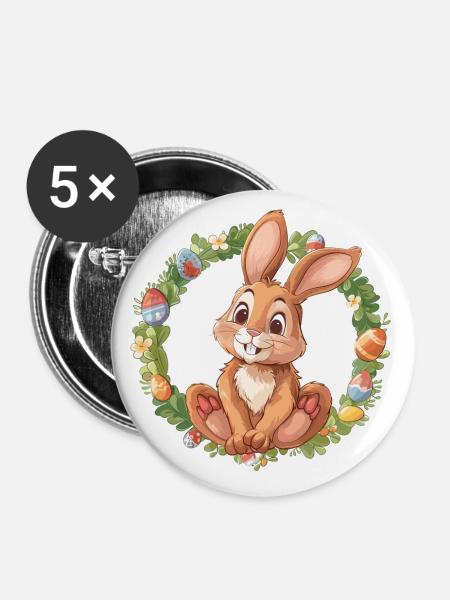 Frohe Ostern illustration - Buttons groß 56 mm (5er Pack) - Weiß