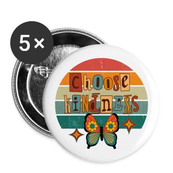 CHOOSE KINDNESS Retro Sunset Butterfly - Buttons large 2.2''/56 mm (5-pack) - white - Front