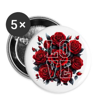 Roses Rouges - LOVE - Lot de 5 grands badges (56 mm) - blanc - Devant