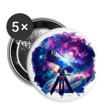 Découvrez les merveilles du cosmos avec le télescope - Lot de 5 grands badges (56 mm) - blanc - Devant
