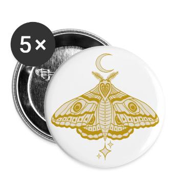 Hexenhafte niedliche himmlische Motte - Buttons groß 56 mm (5er Pack) - Weiß - Vorne