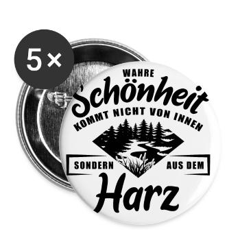 Wahre Schönheit kommt nicht von innen - Harz - Buttons groß 56 mm (5er Pack) - Weiß - Vorne