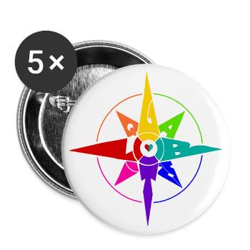 Pride - Buttons groß 56 mm (5er Pack) - Weiß - Vorne