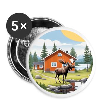 Nature Life Sweden Logo Moose Blog House Nature - Buttons large 2.2''/56 mm (5-pack) - white - Front