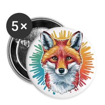 Fuchs - Illustration - Buttons groß 56 mm (5er Pack) - Weiß - Vorne