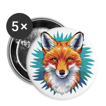 Fuchs - Illustration - Buttons groß 56 mm (5er Pack) - Weiß - Vorne