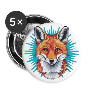 Fuchs - Illustration - Buttons groß 56 mm (5er Pack) - Weiß - Vorne