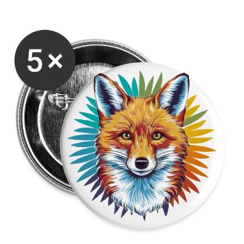 Fuchs - Illustration - Buttons groß 56 mm (5er Pack) - Weiß - Vorne