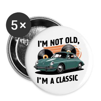 Je ne suis pas vieux, je suis un classique. - Lot de 5 grands badges (56 mm) - blanc - Devant