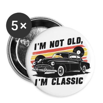 Je ne suis pas vieux, je suis un classique. - Lot de 5 grands badges (56 mm) - blanc - Devant