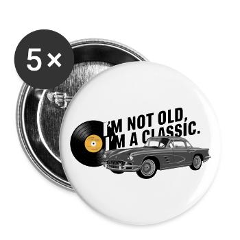 Je ne suis pas vieux, je suis un classique. - Lot de 5 grands badges (56 mm) - blanc - Devant