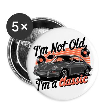Je ne suis pas vieux, je suis un classique. - Lot de 5 grands badges (56 mm) - blanc - Devant