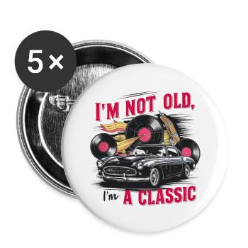 Je ne suis pas vieux, je suis un classique. - Lot de 5 grands badges (56 mm) - blanc - Devant