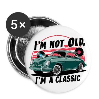 Je ne suis pas vieux, je suis un classique. - Lot de 5 grands badges (56 mm) - blanc - Devant