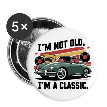 Je ne suis pas vieux, je suis un classique. - Lot de 5 grands badges (56 mm) - blanc - Devant