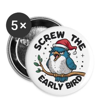 The early bird can take me - Buttons large 2.2''/56 mm (5-pack) - white - Front