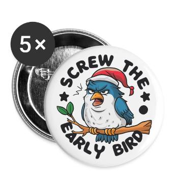 The early bird can take me - Buttons large 2.2''/56 mm (5-pack) - white - Front