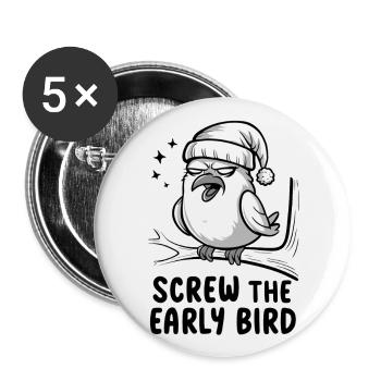 The early bird can take me - Buttons large 2.2''/56 mm (5-pack) - white - Front