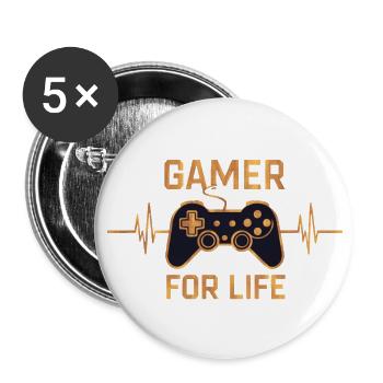 Gamer for life - Buttons groß 56 mm (5er Pack) - Weiß - Vorne