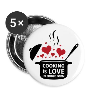 La cuisine, c’est l’amour sous forme comestible. - Lot de 5 grands badges (56 mm) - blanc - Devant