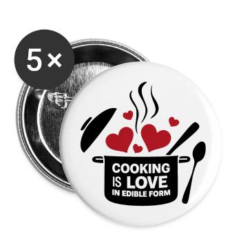 Kochen ist Liebe in essbarer Form. - Buttons groß 56 mm (5er Pack) - Weiß - Vorne