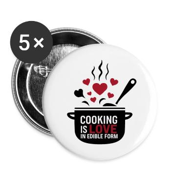 Kochen ist Liebe in essbarer Form. - Buttons groß 56 mm (5er Pack) - Weiß - Vorne