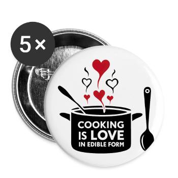 Kochen ist Liebe in essbarer Form. - Buttons groß 56 mm (5er Pack) - Weiß - Vorne