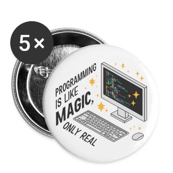 Programming is like magic, only real. - Buttons large 2.2''/56 mm (5-pack) - white - Front