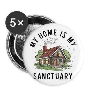 My home is my refuge. - Buttons large 2.2''/56 mm (5-pack) - white - Front