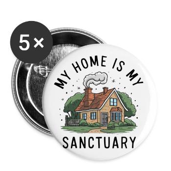 My home is my refuge. - Buttons large 2.2''/56 mm (5-pack) - white - Front