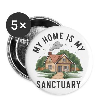 My home is my refuge. - Buttons large 2.2''/56 mm (5-pack) - white - Front