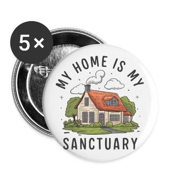 My home is my refuge. - Buttons large 2.2''/56 mm (5-pack) - white - Front