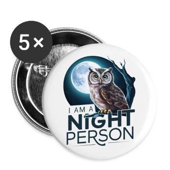 Ich bin ein Nachtmensch. - Buttons groß 56 mm (5er Pack) - Weiß - Vorne