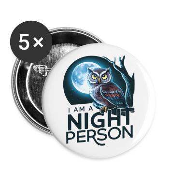 Ich bin ein Nachtmensch. - Buttons groß 56 mm (5er Pack) - Weiß - Vorne