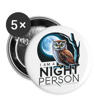 Ich bin ein Nachtmensch. - Buttons groß 56 mm (5er Pack) - Weiß - Vorne