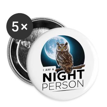 Ich bin ein Nachtmensch. - Buttons groß 56 mm (5er Pack) - Weiß - Vorne