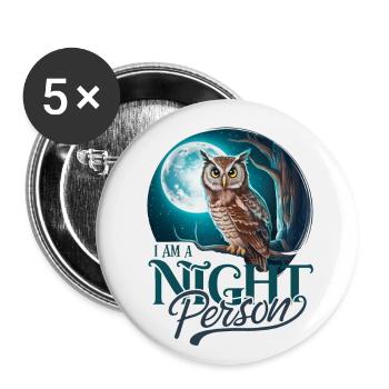 Ich bin ein Nachtmensch. - Buttons groß 56 mm (5er Pack) - Weiß - Vorne