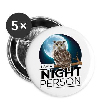 Ich bin ein Nachtmensch. - Buttons groß 56 mm (5er Pack) - Weiß - Vorne